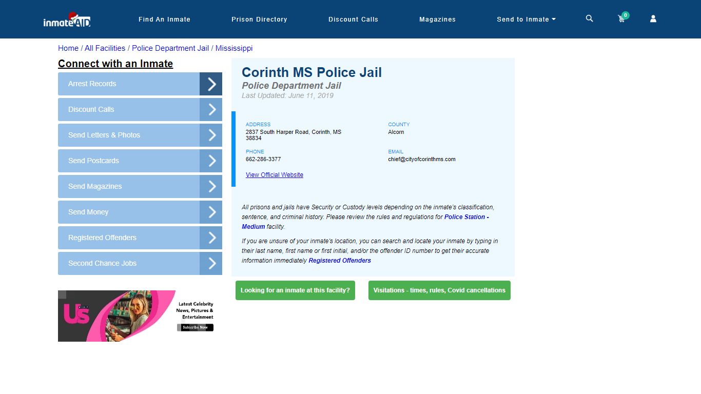 Corinth MS Police Jail & Inmate Search - Corinth, MS